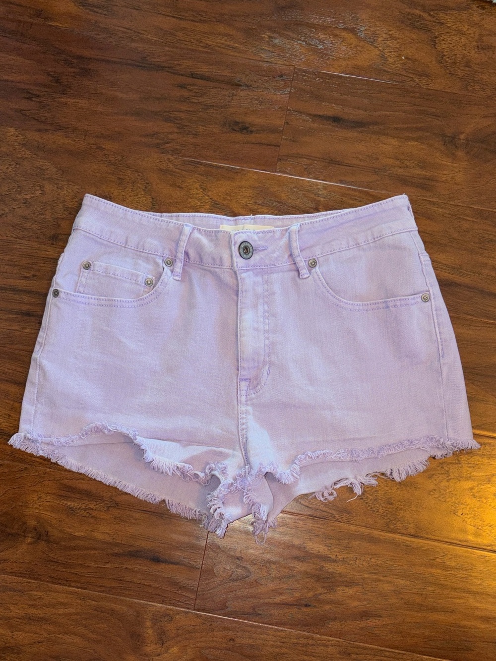 Bullhead Lavender Denim High Rise Cutoff Shorts 11